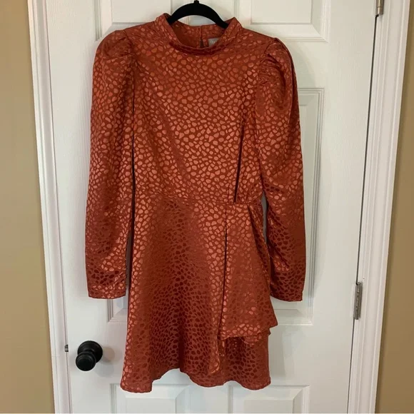 ASOS Jacquard Rust Puff Sleeve Mini Dress, size 6 - Picture 13 of 13